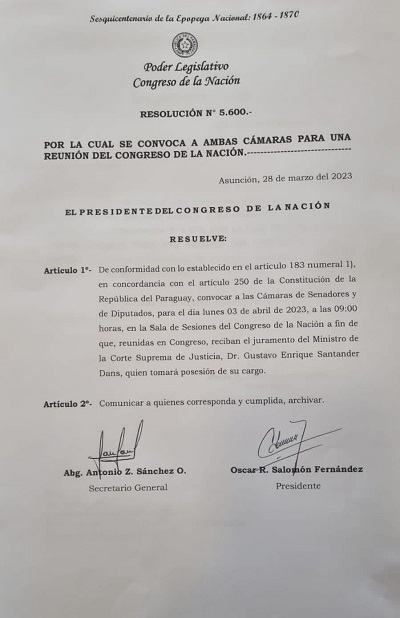 resolucion del juramento de santander